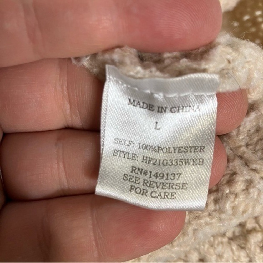 Carly Jean Los Angeles CJLA oatmeal cardigan sweater double button women's large - Picture 4 of 6
